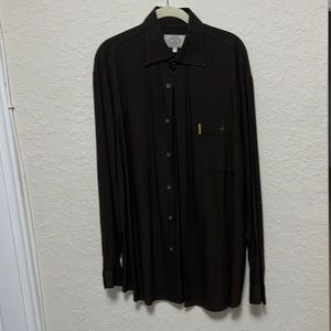 Brown Armani, jeans, dress shirt